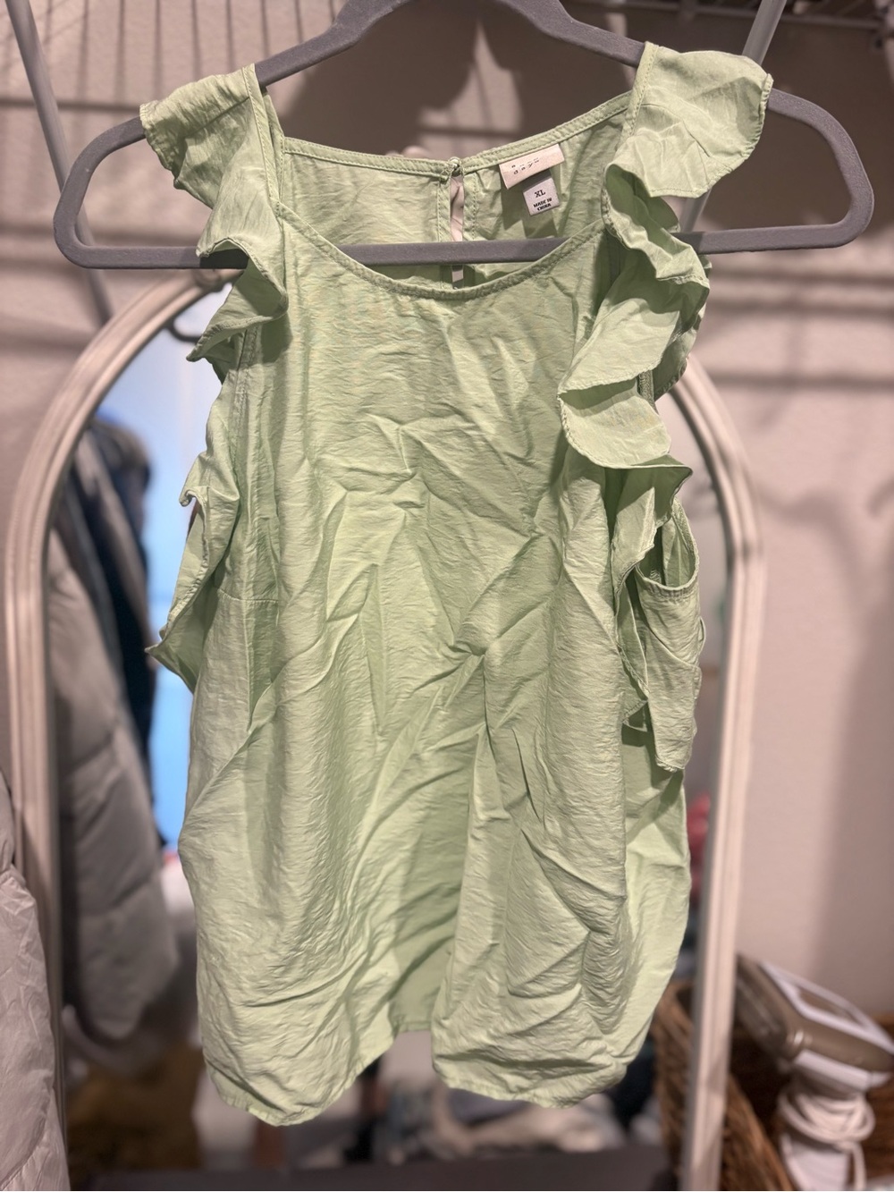 a new day Light Green Ruffle Shoulder Cami Top